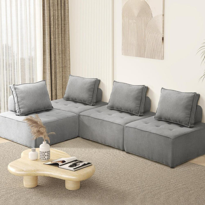 Natuzzo Ultra Verstaile Modualar Sofa Lounge System | Adjustable Armless Fabirc Boucle Sofa Set | 2 Finishes