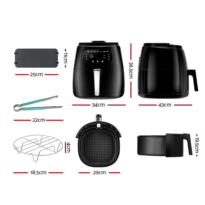 Premum LCD 8.5L Oil Free Air Fryer with Accessories | 1800W All In One Bake Grill Fry Machine