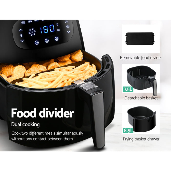 Premum LCD 8.5L Oil Free Air Fryer with Accessories | 1800W All In One Bake Grill Fry Machine