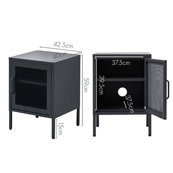 Vozela Mini Metal Shelf Filing Cabinet | Lockable Filing Storage Cabinet in Black