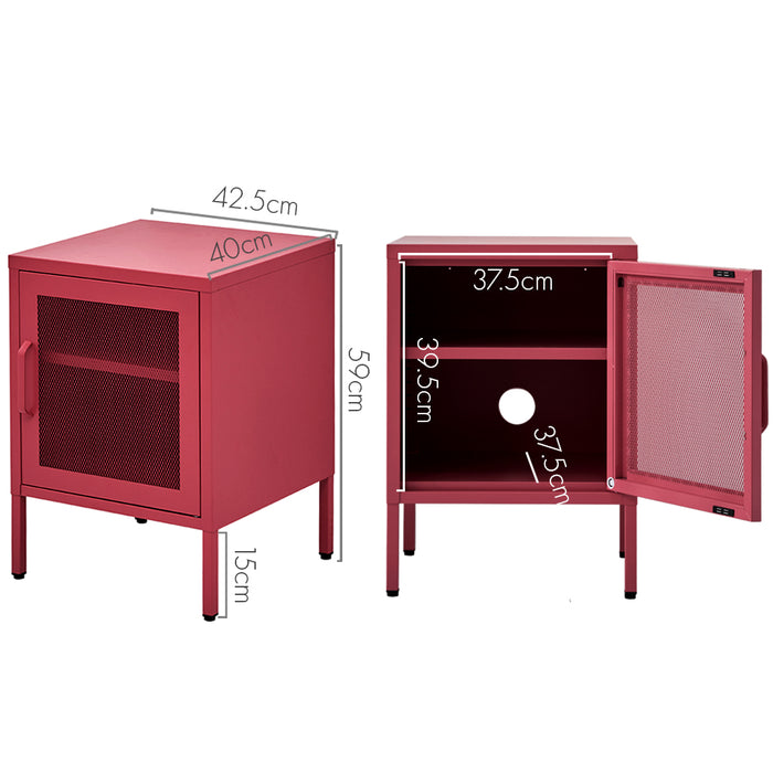 Vozela Mini Metal Shelf Filing Cabinet | Lockable Filing Storage Cabinet in Pink