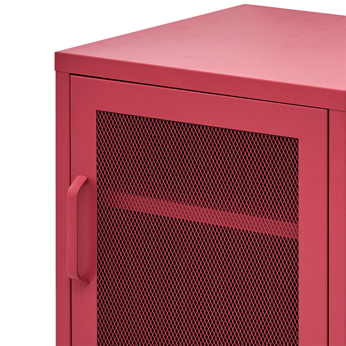 Vozela Mini Metal Shelf Filing Cabinet | Lockable Filing Storage Cabinet in Pink