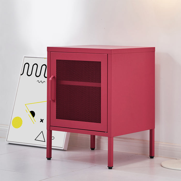 Vozela Mini Metal Shelf Filing Cabinet | Lockable Filing Storage Cabinet in Pink