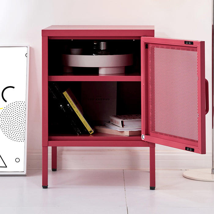 Vozela Mini Metal Shelf Filing Cabinet | Lockable Filing Storage Cabinet in Pink