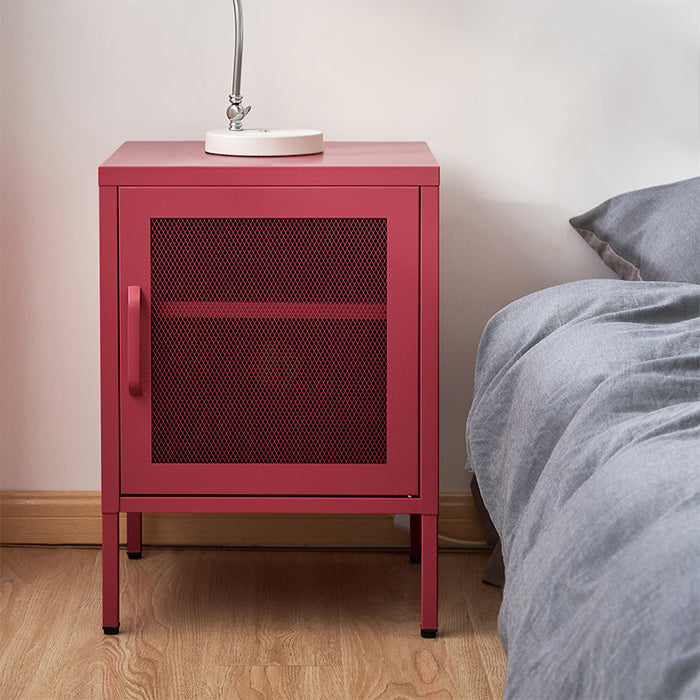 Vozela Mini Metal Shelf Filing Cabinet | Lockable Filing Storage Cabinet in Pink