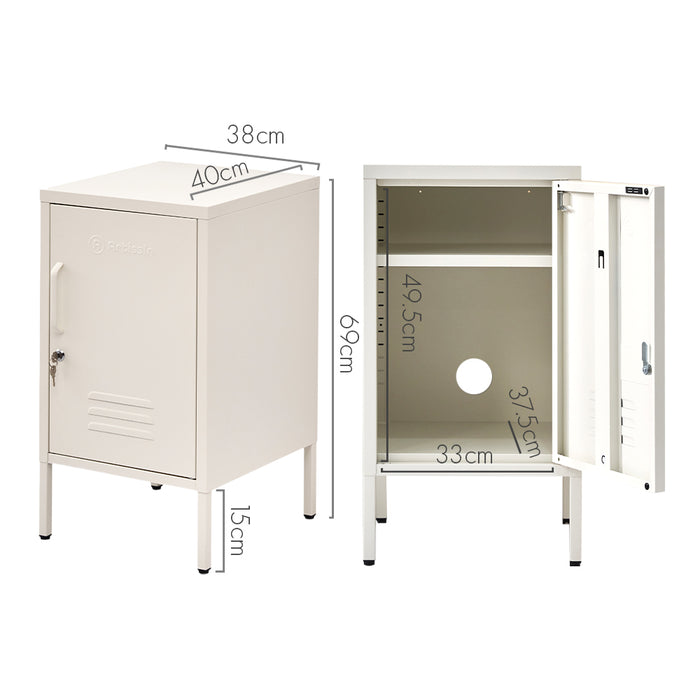 Vozela Metal Shelf Filing Cabinet | Lockable Filing Storage Cabinet in White