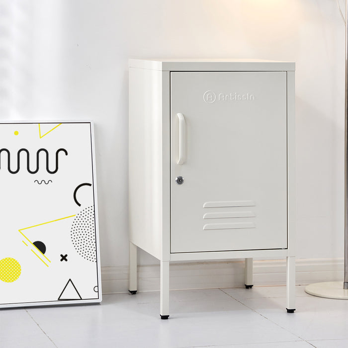 Vozela Metal Shelf Filing Cabinet | Lockable Filing Storage Cabinet in White