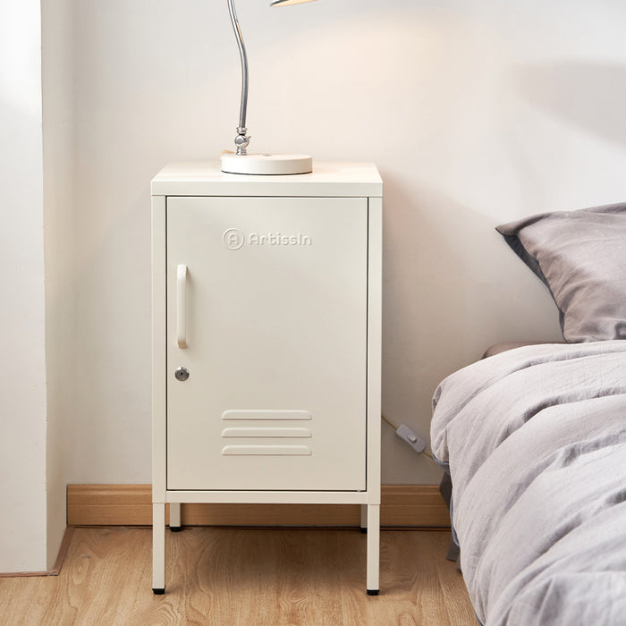 Vozela Metal Shelf Filing Cabinet | Lockable Filing Storage Cabinet in White