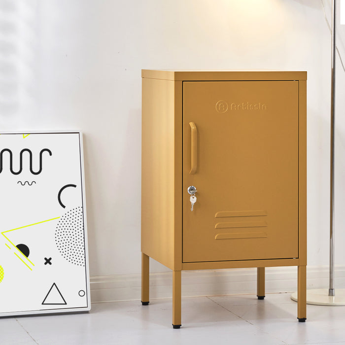 Vozela Metal Shelf Filing Cabinet | Lockable Filing Storage Cabinet in Yellow