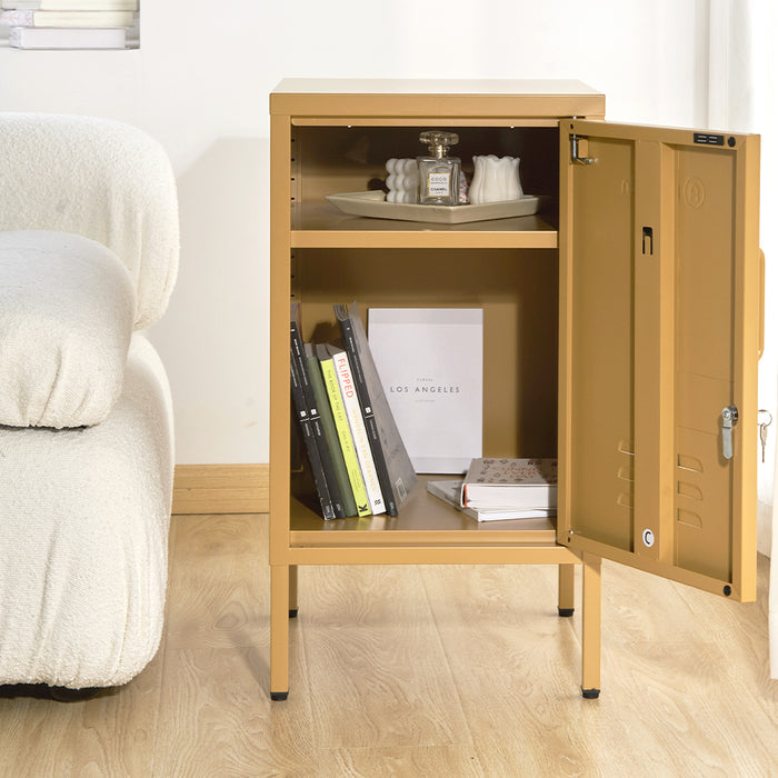 Vozela Metal Shelf Filing Cabinet | Lockable Filing Storage Cabinet in Yellow