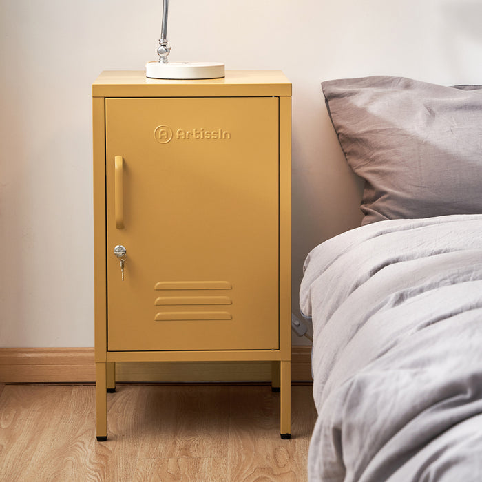 Vozela Metal Shelf Filing Cabinet | Lockable Filing Storage Cabinet in Yellow