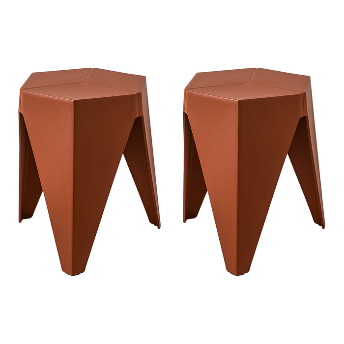 Set of 2 Futurama Puzzle Stool Chair | Stackable Modern Chair in Red