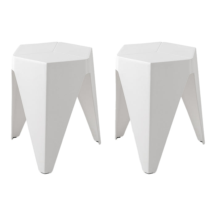 Set of 2 Futurama Puzzle Stool Chair | Stackable Modern Chair in White