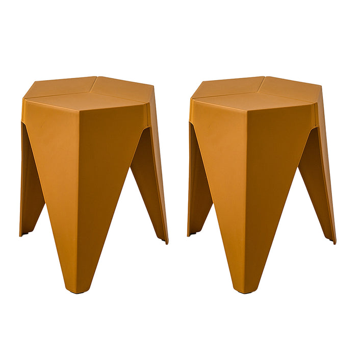 Set of 2 Futurama Puzzle Stool Chair | Stackable Modern Chair in Yellow