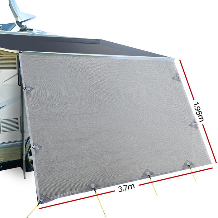 3.7M Roll Out Awning | Caravan Privacy Screen Sun Shade Protection - Grey