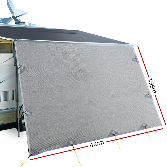 4M Roll Out Awning | Caravan Privacy Screen Sun Shade Protection - Grey