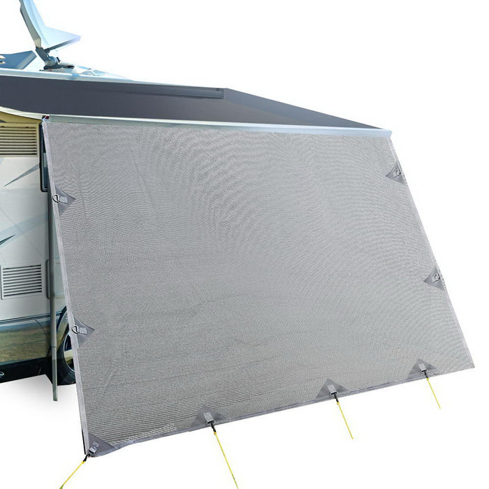 4.6M Roll Out Awning | Caravan Privacy Screen Sun Shade Protection - Grey