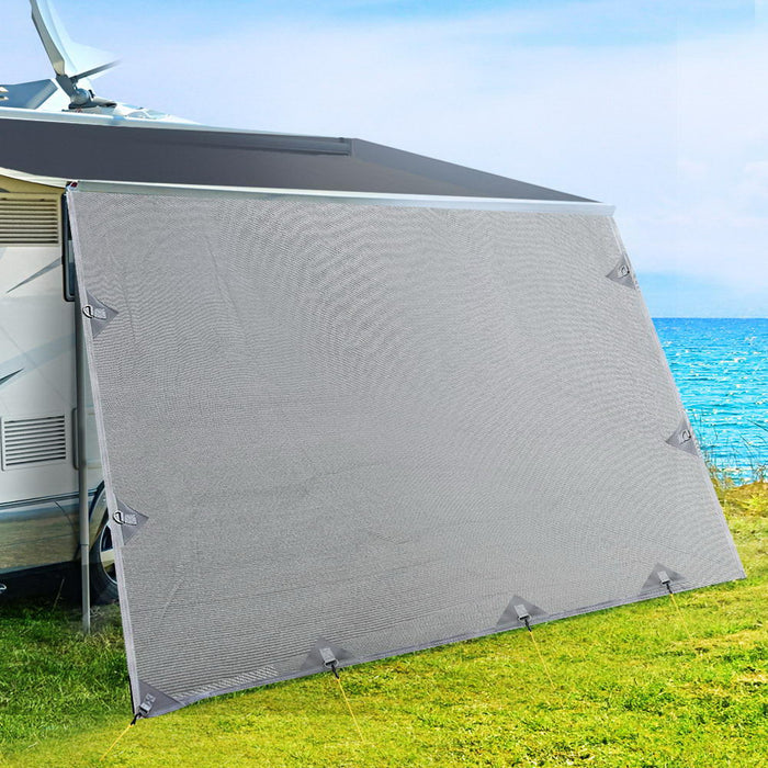 4.6M Roll Out Awning | Caravan Privacy Screen Sun Shade Protection - Grey