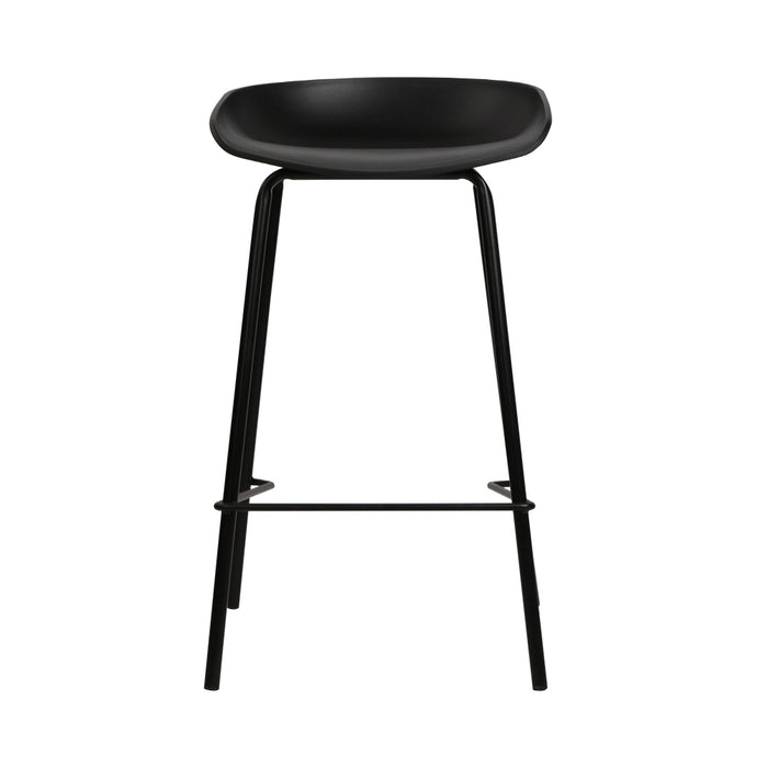 Set of 2 Slimline Modern 67cm Metal Barstools in Black