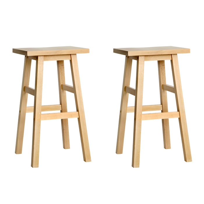 Set of 2 Pazzi Deluxe Backless  Beech Wood Barstools in Natural