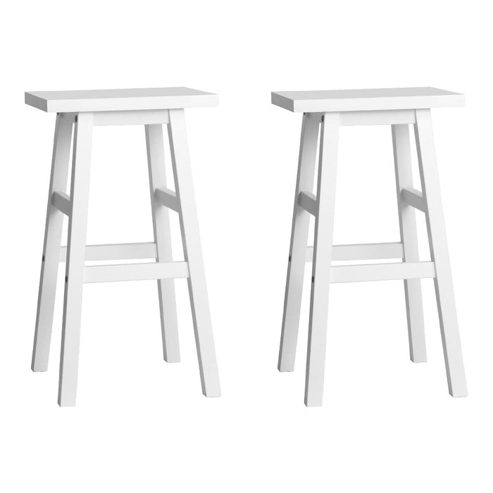 Set of 2 Pazzi Deluxe Backless  Beech Wood Barstools in White