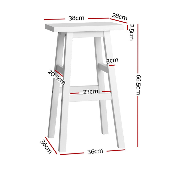 Set of 2 Pazzi Deluxe Backless  Beech Wood Barstools in White