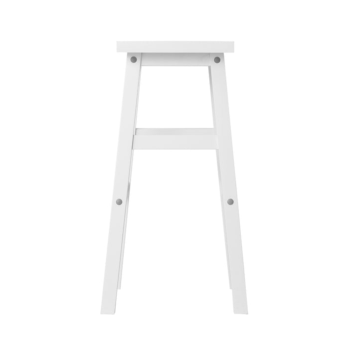 Set of 2 Pazzi Deluxe Backless  Beech Wood Barstools in White