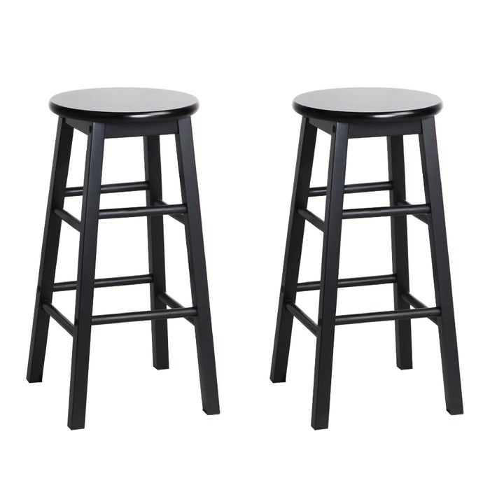 Set of 2 Giani Deluxe Backless  Beech Wood Barstools in Black