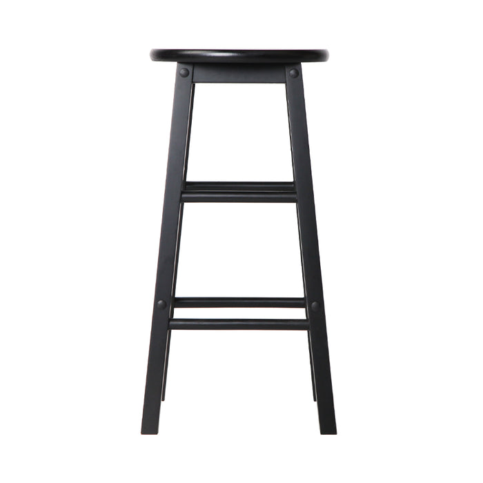 Set of 2 Giani Deluxe Backless  Beech Wood Barstools in Black