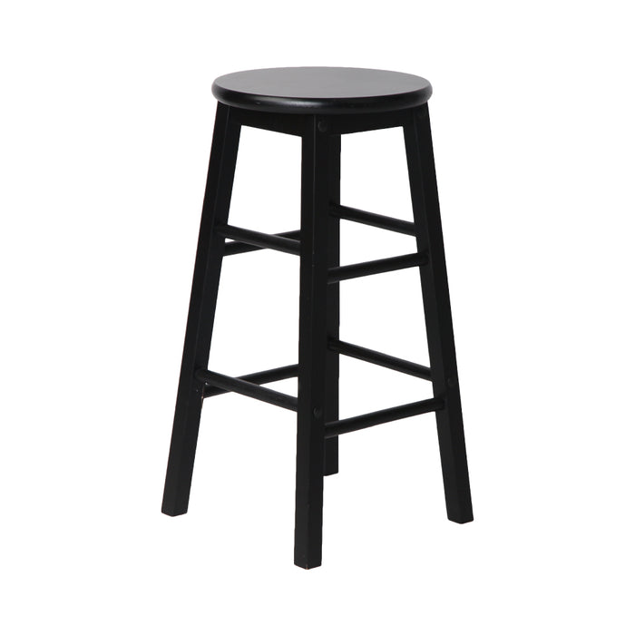 Set of 2 Giani Deluxe Backless  Beech Wood Barstools in Black