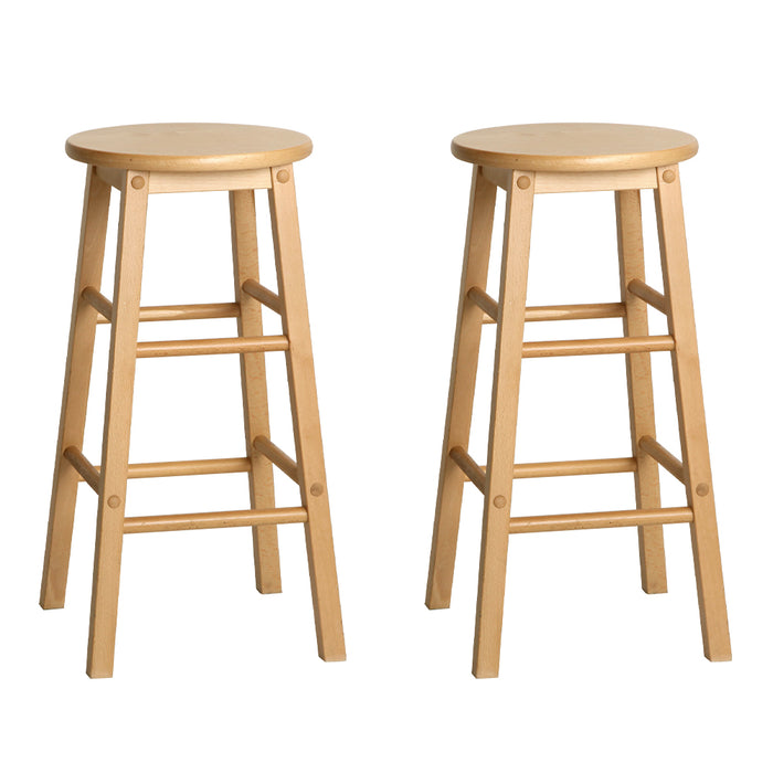 Set of 2 Giani Deluxe Backless  Beech Wood Barstools in Natural