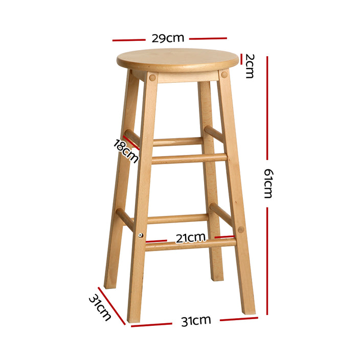 Set of 2 Giani Deluxe Backless  Beech Wood Barstools in Natural