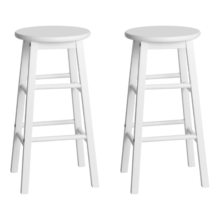 Set of 2 Giani Deluxe Backless  Beech Wood Barstools in White