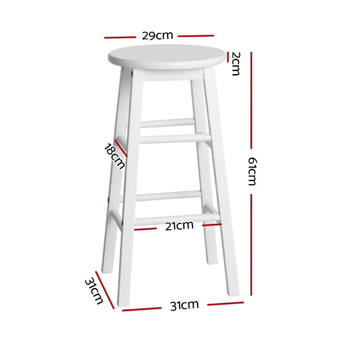 Set of 2 Giani Deluxe Backless  Beech Wood Barstools in White