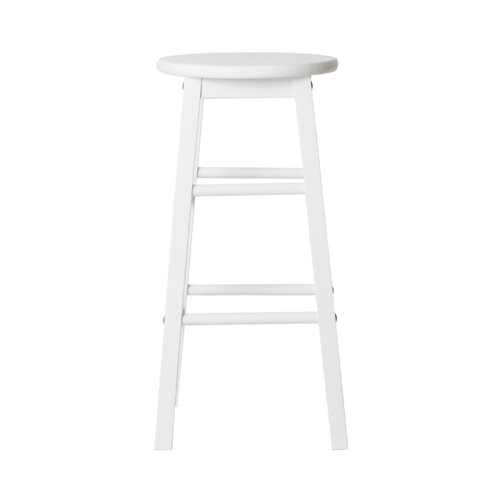 Set of 2 Giani Deluxe Backless  Beech Wood Barstools in White