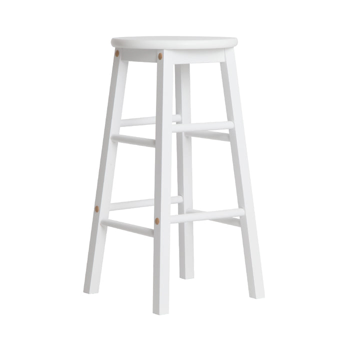 Set of 2 Giani Deluxe Backless  Beech Wood Barstools in White