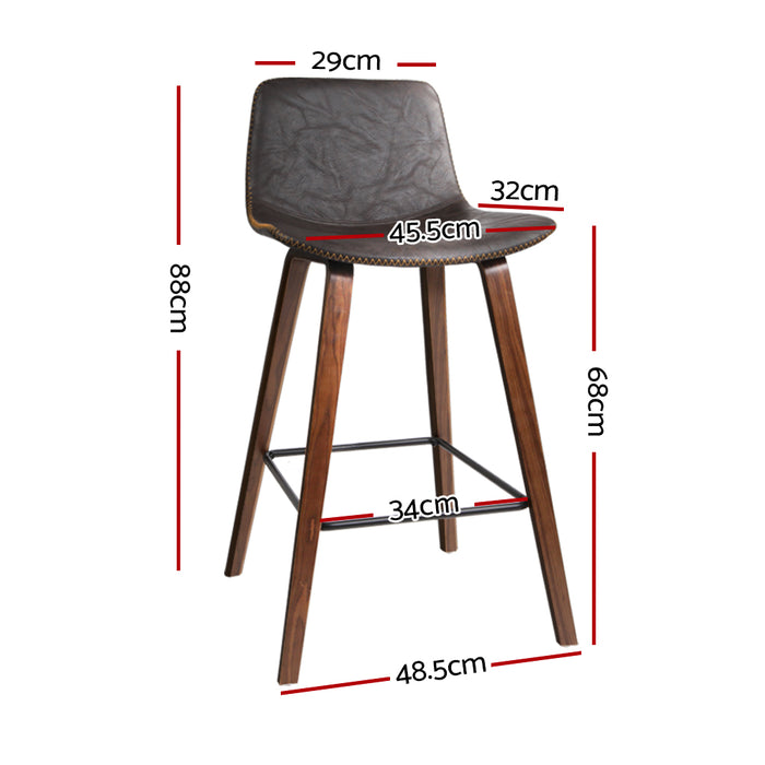 Set of 2 Premium Borgia 88cm Footrest Barstools in Wood and Brown