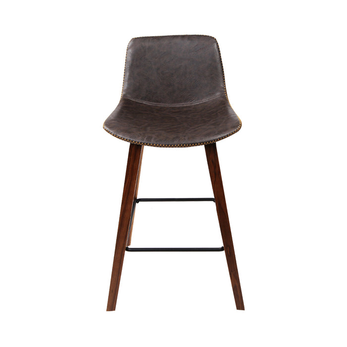 Set of 2 Premium Borgia 88cm Footrest Barstools in Wood and Brown