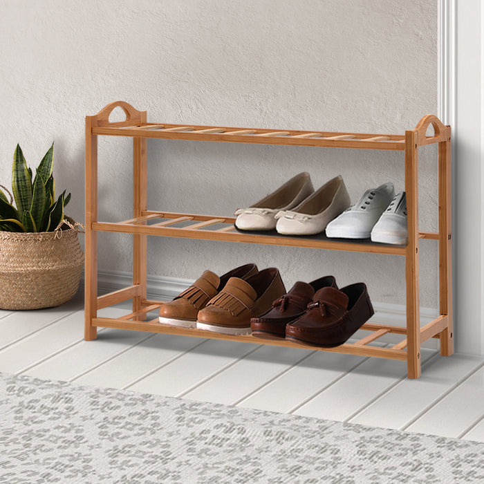 Bliss Bamboo 3 Tier Shoe Rack Storage | 15 Pair Shoe Cabinet Organiser