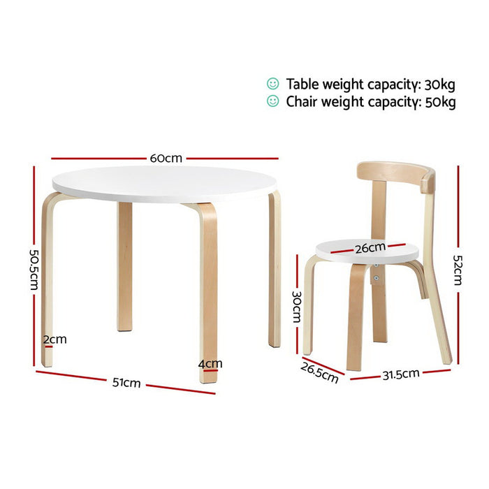 Funzee Nord 3 Piece Kids Table Chair Set | Children Modern Desk Activity Study & Play