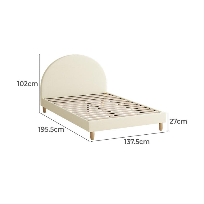 Teddy Millie Beige Fabric Round Bed | Arched Cushioned Touch Beige Upholstered Premium Fabric Bed Frame | 5 Sizes