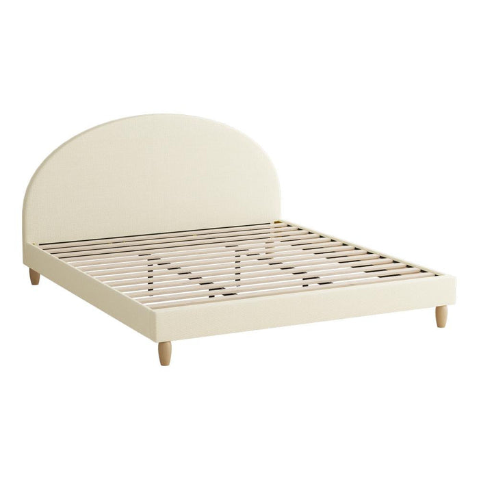 Teddy Millie Beige Fabric Round Bed | Arched Cushioned Touch Beige Upholstered Premium Fabric Bed Frame | 5 Sizes