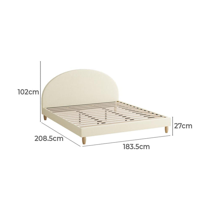 Teddy Millie Beige Fabric Round Bed | Arched Cushioned Touch Beige Upholstered Premium Fabric Bed Frame | 5 Sizes