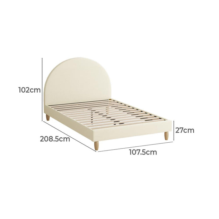 Teddy Millie Beige Fabric Round Bed | Arched Cushioned Touch Beige Upholstered Premium Fabric Bed Frame | 5 Sizes