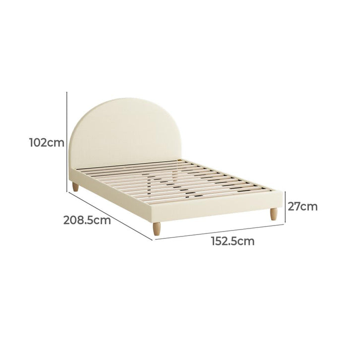 Teddy Millie Beige Fabric Round Bed | Arched Cushioned Touch Beige Upholstered Premium Fabric Bed Frame | 5 Sizes