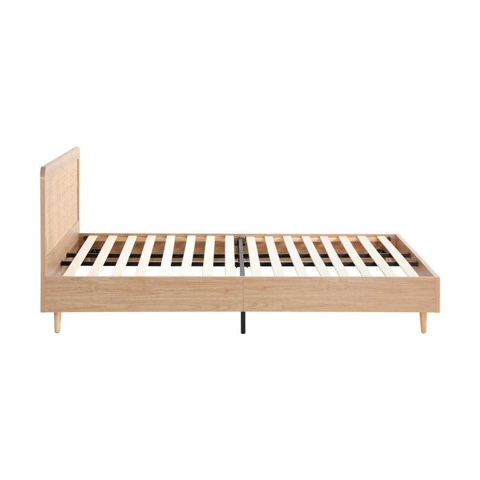 Abruzzi Genuine Rattan Wooden Bed | Modern Elegant Wooden Bed Frame Rattan Headboard | 5 Sizes