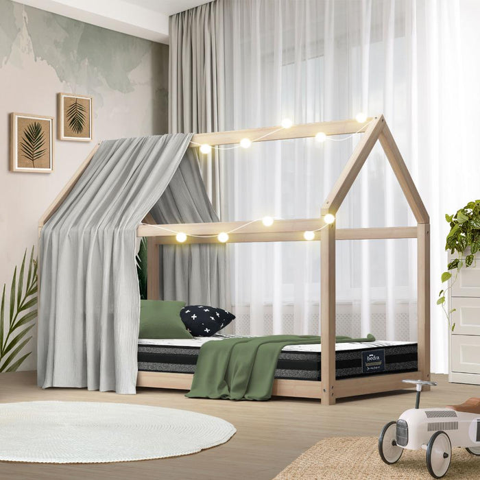 Funzee Wooden Kids House or Teepee Bed with Mattress Set | Children's Bed and Mattress Combo | Novlety Kids Beds - 4 Designs