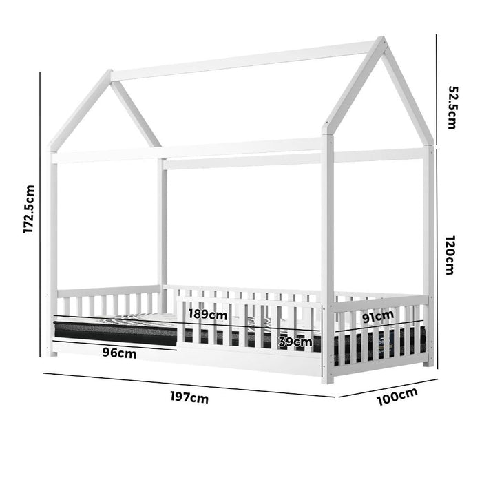 Funzee Wooden Kids House or Teepee Bed with Mattress Set | Children's Bed and Mattress Combo | Novlety Kids Beds - 4 Designs