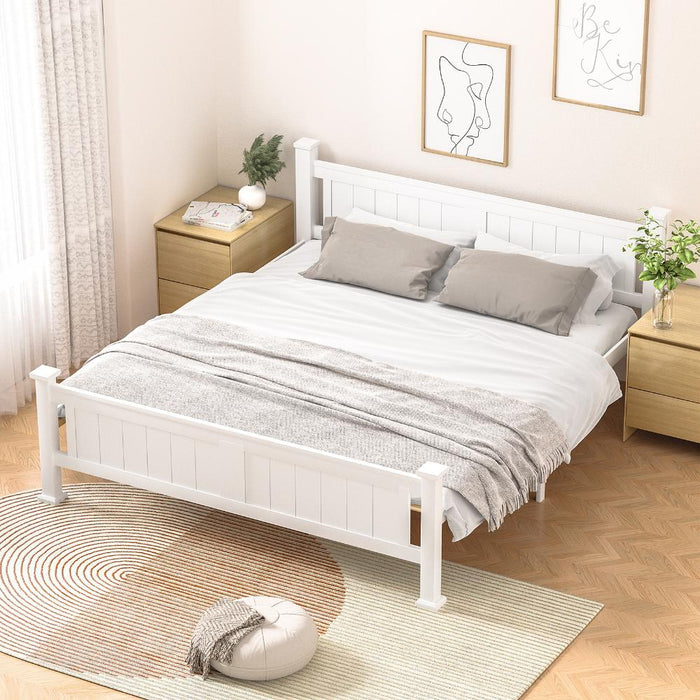 Mila White Wooden Bed Frame | Solid Modern Timber Frame For Kids and Adults | 4 Sizes