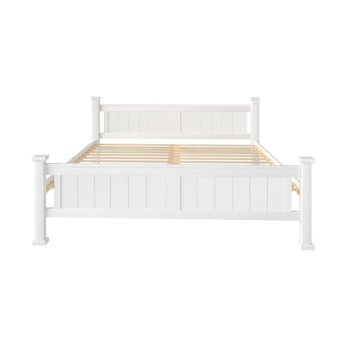 Mila White Wooden Bed Frame | Solid Modern Timber Frame For Kids and Adults | 4 Sizes